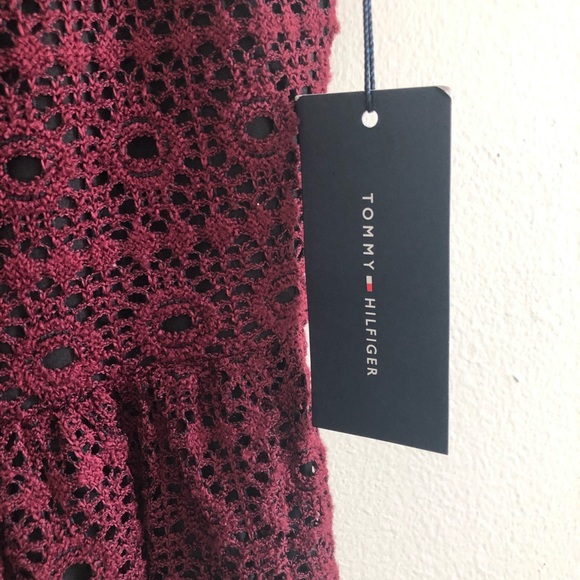 Tommy Hilfiger New Red Crochet Lace Overlay Dress - Picture 6 of 8